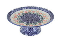 Polish Pottery Garden Bouquet Pedestal Cake Plate