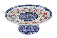 Polish Pottery Red Poppy Pedestal Cake Plate