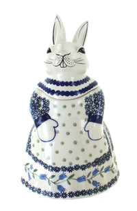 Polish Pottery Tulip Rabbit Cookie Jar