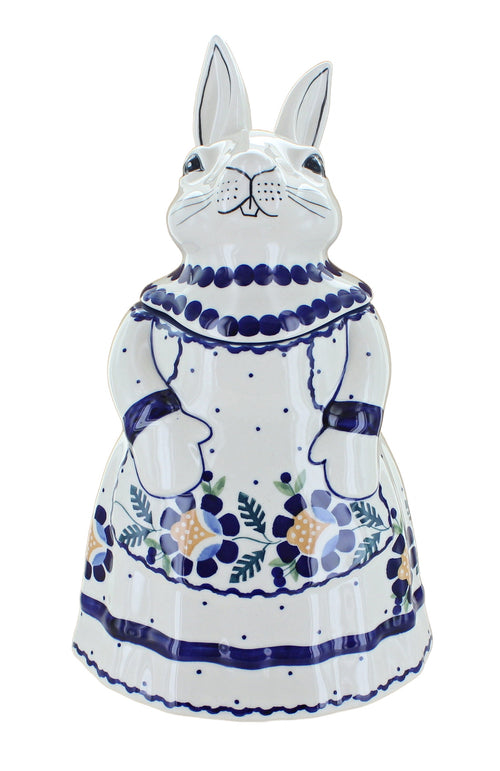 Polish Pottery Sunflower Rabbit Cookie Jar