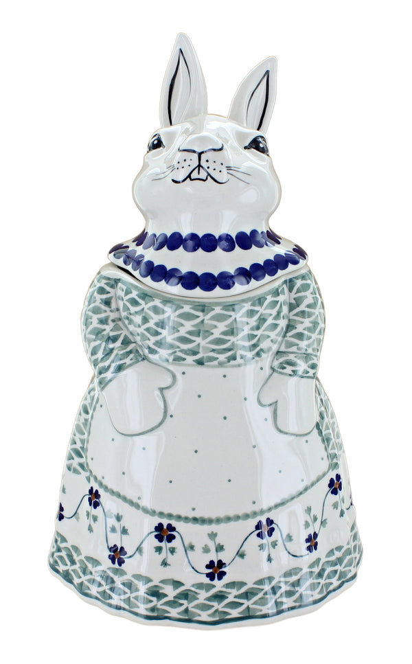 Sage Floral Rabbit Cookie Jar
