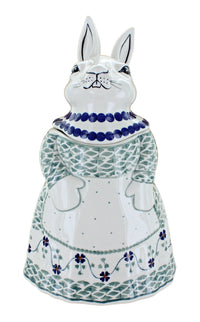 Polish Pottery Sage Floral Rabbit Cookie Jar