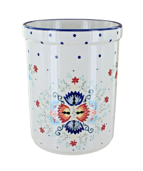 Polish Pottery Desert Flower Utensil Jar