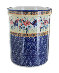 Polish Pottery Blue Butterfly Utensil Jar