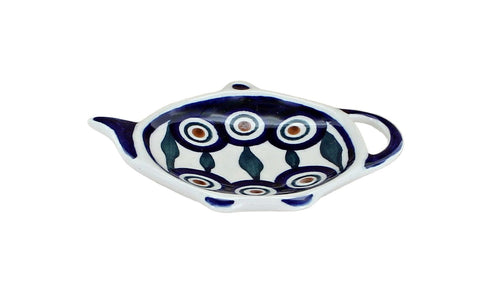 Polish Pottery Peacock Teabag Holder