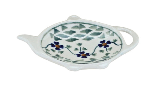 Polish Pottery Sage Floral Teabag Holder