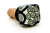 Peacock Swirl Square Wine Cork Polish Pottery