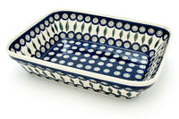 Peacock Large Deep Baker Polish Pottery