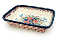 Floral Butterfly Large Deep Baker Polish Pottery
