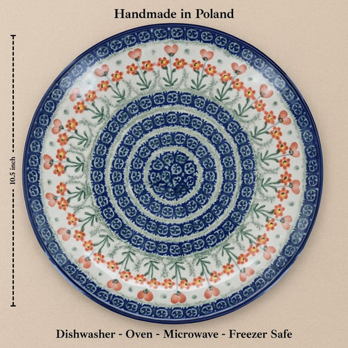 Peach Posy Dinner Plate Polish Pottery