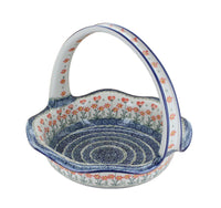 Polish Pottery Peach Posy Round Basket