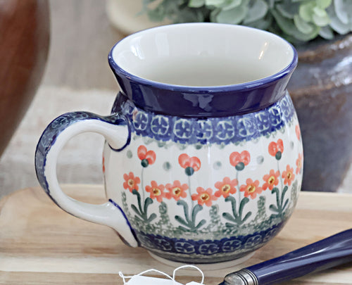 Peach Posy Bubble Mug Polish Pottery