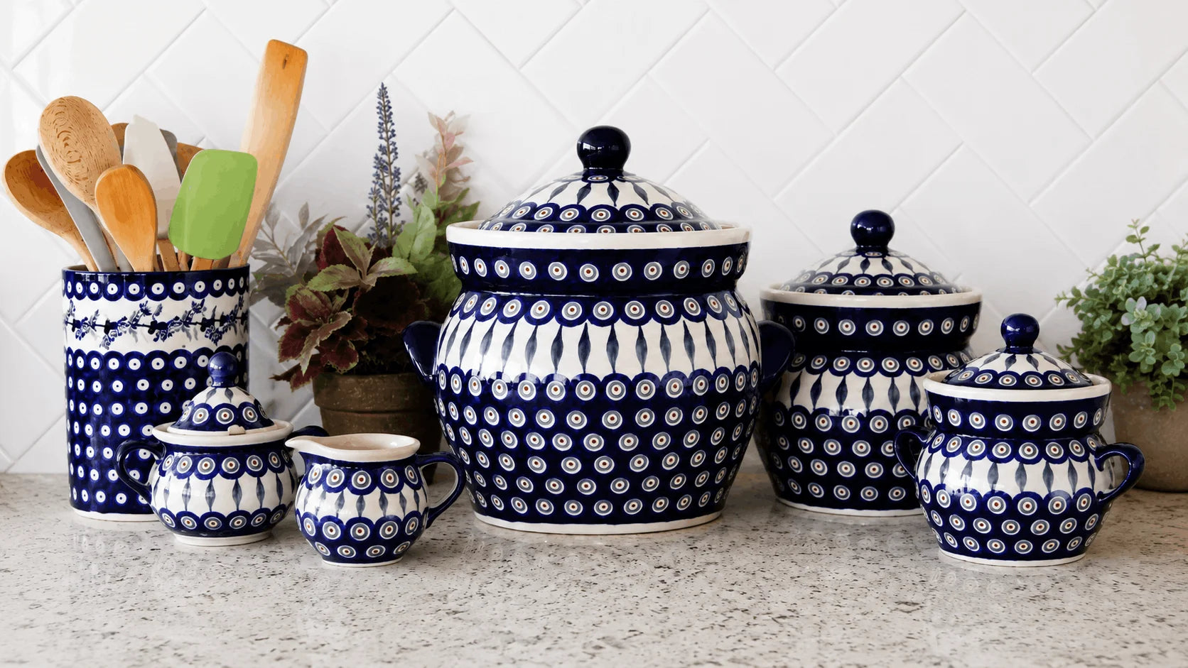Polish Pottery Sage Floral Table