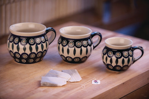Peacock Medium Bell Shaped Mug Polish Pottery