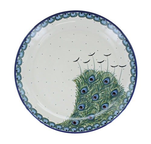 Peacock Feather Dinner Plate Polish Pottery