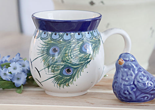 Peacock Feather Bubble Mug Polish Pottery