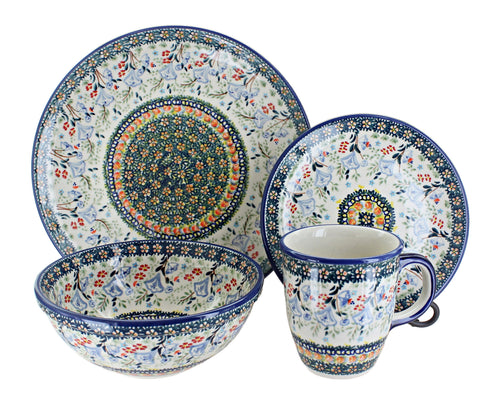 Polish Pottery Periwinkle 4 PC Place Setting - Service for 1