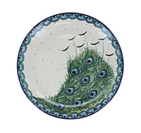 Peacock Feather Dessert Plate Polish Pottery