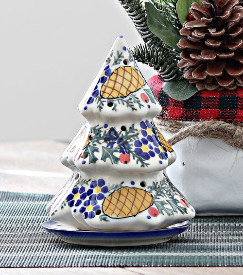 Pinecone Christmas Tree Luminary Polish Pottery