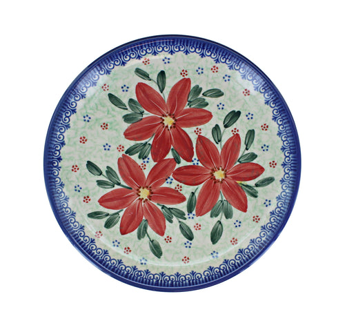Poinsettia Dessert Plate Polish Pottery