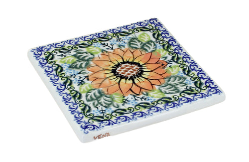 Polish pottery Sunflower Maze tile