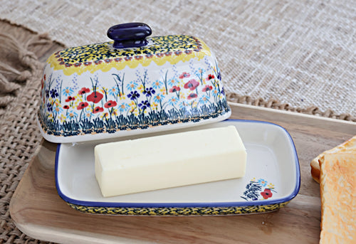 Prairie Garden Butter Dish Polish Pottery