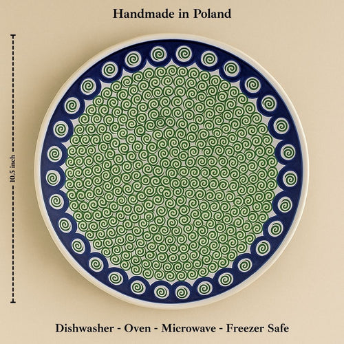 Peacock Swirl Dinner Plate Polish Pottery