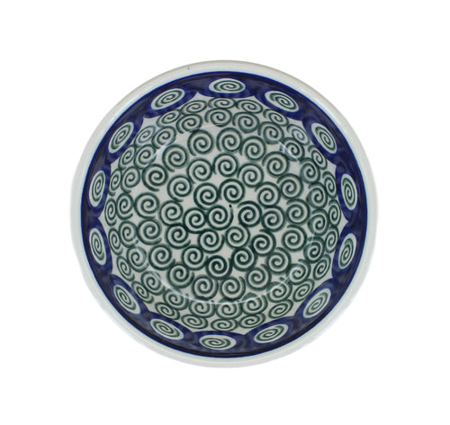 Peacock Swirl Dessert Bowl Polish Pottery