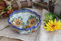 Sunflower Splendor Pumpkin Bowl Polish Pottery