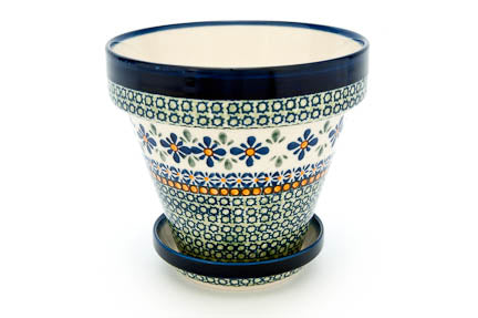 Mosaic Flower Medium Flower Pot Polish Pottery