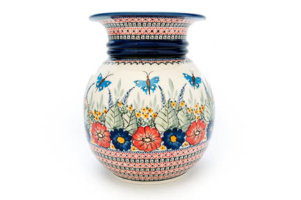 Floral Butterfly Floor Vase Polish Pottery