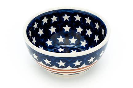 Stars & Stripes Dessert Bowl Polish Pottery