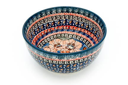 Jungle Flower Dessert Bowl Polish Pottery