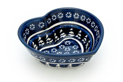 Winter Nights Small Heart Bowl Polish Pottery