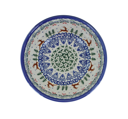 Reindeer Delight Dessert Bowl Polish Pottery