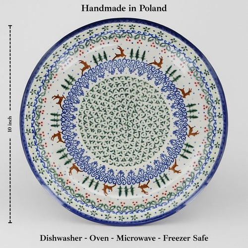 Reindeer Delight Dinner Plate Polish Pottery