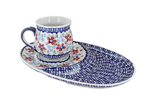 Red Poppy Breakfast Plate & Bubble Mug Set