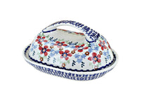 Red Poppy Butter Dish With Handle