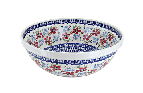 Red Poppy Large Serving Bowl