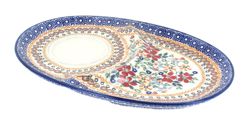Polish Pottery Red Daisy Breakfast Plate