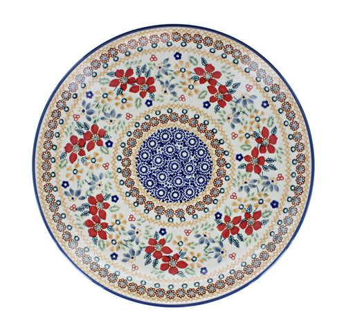 Red Daisy Dinner Plate Polish Pottery