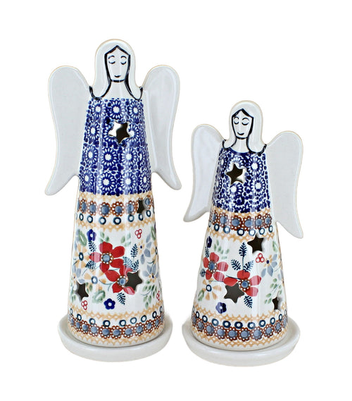 Red Daisy Angel Luminary Set Polish Pottery