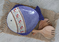 Red Daisy Large Fish Platter Polish Pottery