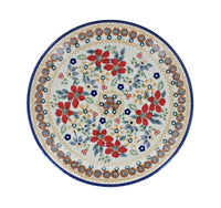 Red Daisy Dessert Plate Polish Pottery