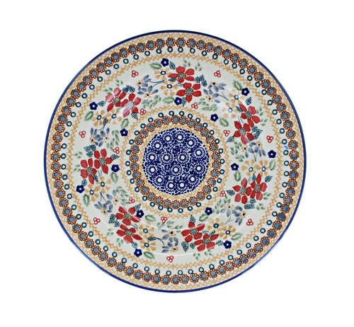 Red Daisy Soup Plate Polish Pottery