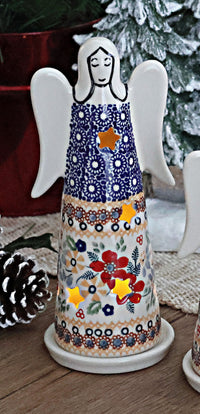 Red Daisy Large Angel Luminary Polish Pottery