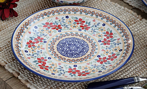 Red Daisy Dinner Plate Polish Pottery