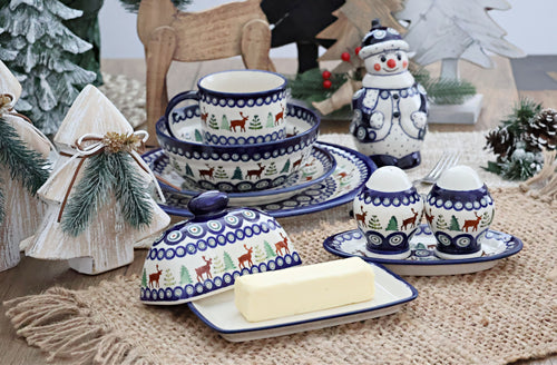 Reindeer Pine Butter Dish Polish Pottery