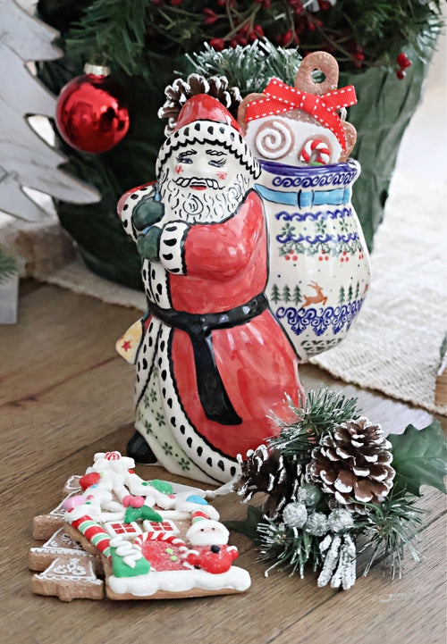 Reindeer Delight Santa Claus Polish Pottery