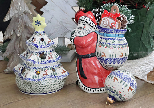 Reindeer Delight Santa Claus Polish Pottery